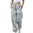 thumbnail image 2 of ZHUASHUM Sweatpants Women Solid Color Easter Cartoon Prints Sweatpants Drawstring Loose Elasticated Waist Casual Pants Grey M, 2 of 4