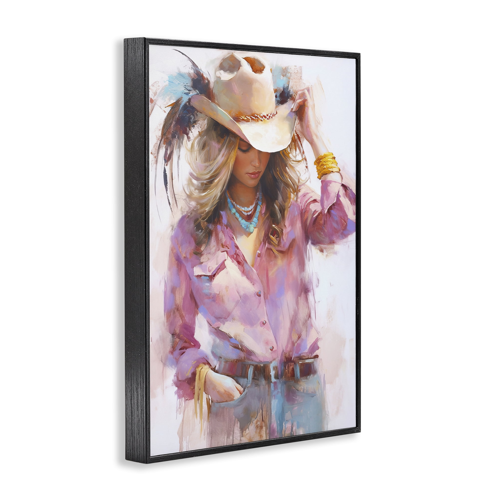 Stupell Industries Cowgirl Hat Reflections Black Framed Giclee Art, design by Tina LeCour