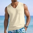thumbnail image 2 of Men's V-Neck Sleeveless Quick-Dry Sports T-Shirt, Muscle Cotton Shirts, Summer Athletic Casual Basic Tees with Pocket, 3XL, 2 of 8