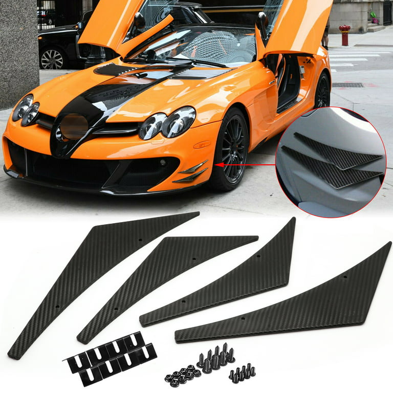 Xotic Tech 1 Set (4pcs) Carbon Fiber Pattern Bumper Lip Fins Canards  Splitters Body Spoiler Sporty JDM Racing Style Diffuser Universal Fit 