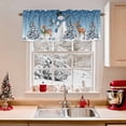 thumbnail image 2 of Christmas Snowman Valances for Windows, 54 x 18in, Xmas Tree Deer Winter Blue Ombre Snow Scene Rod Pocket Kitchen Valance Curtain Light Filtering Window Treatments for Living Room Bedroom, 1 Panel, 2 of 7