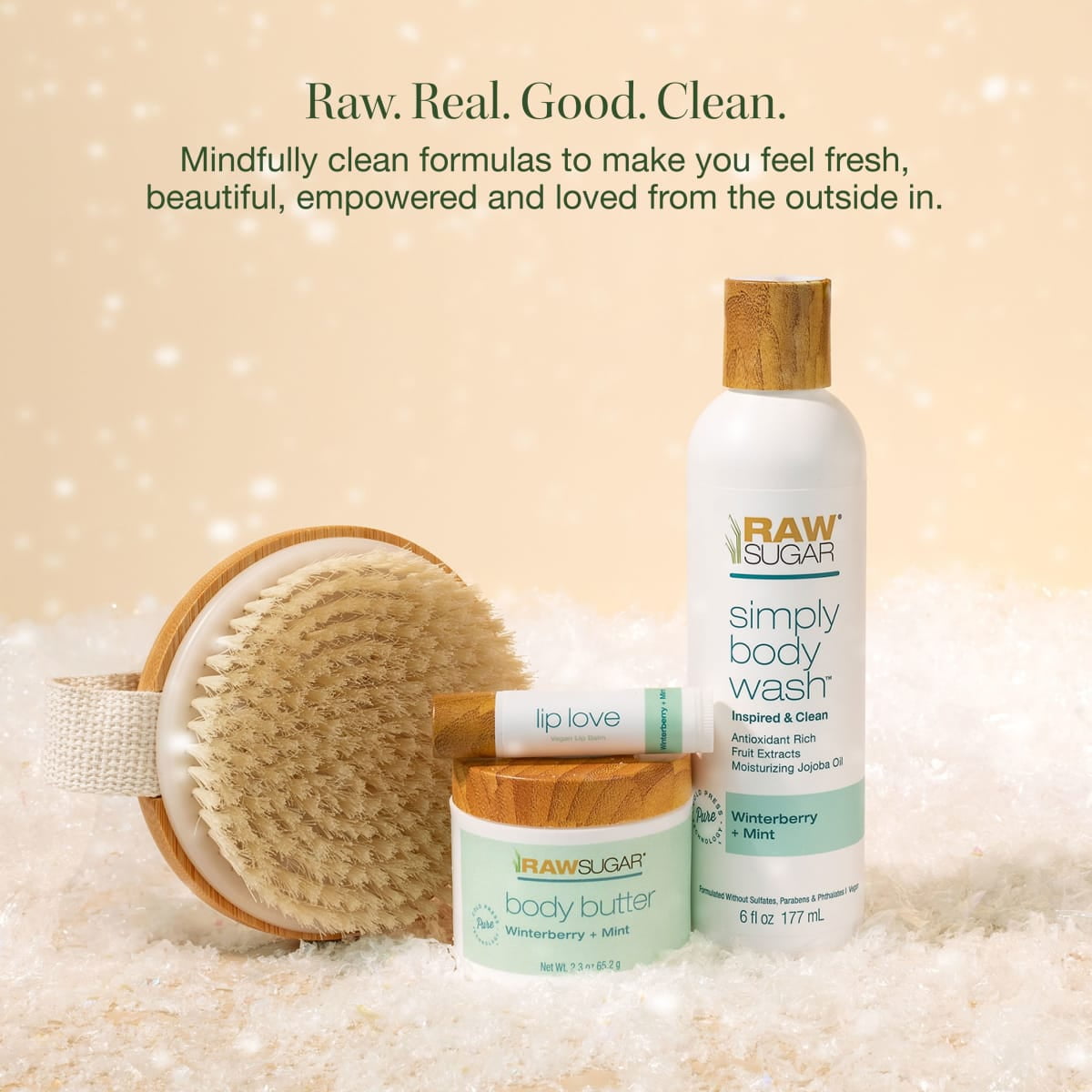Raw Sugar Sugar & Spice Body Bliss Kit with Dry Body Brush