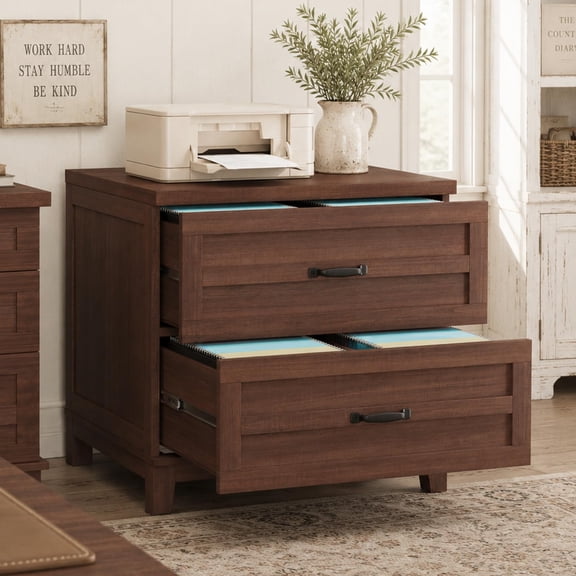 Panapinka 2 Drawer Farmhouse Lateral File Cabinet for Home Office, Wood Filing Cabinet Fits Legal Letter A4 Hanging Files, Wide Storage Organizer & Printer Stand with Heavy-Duty Frame