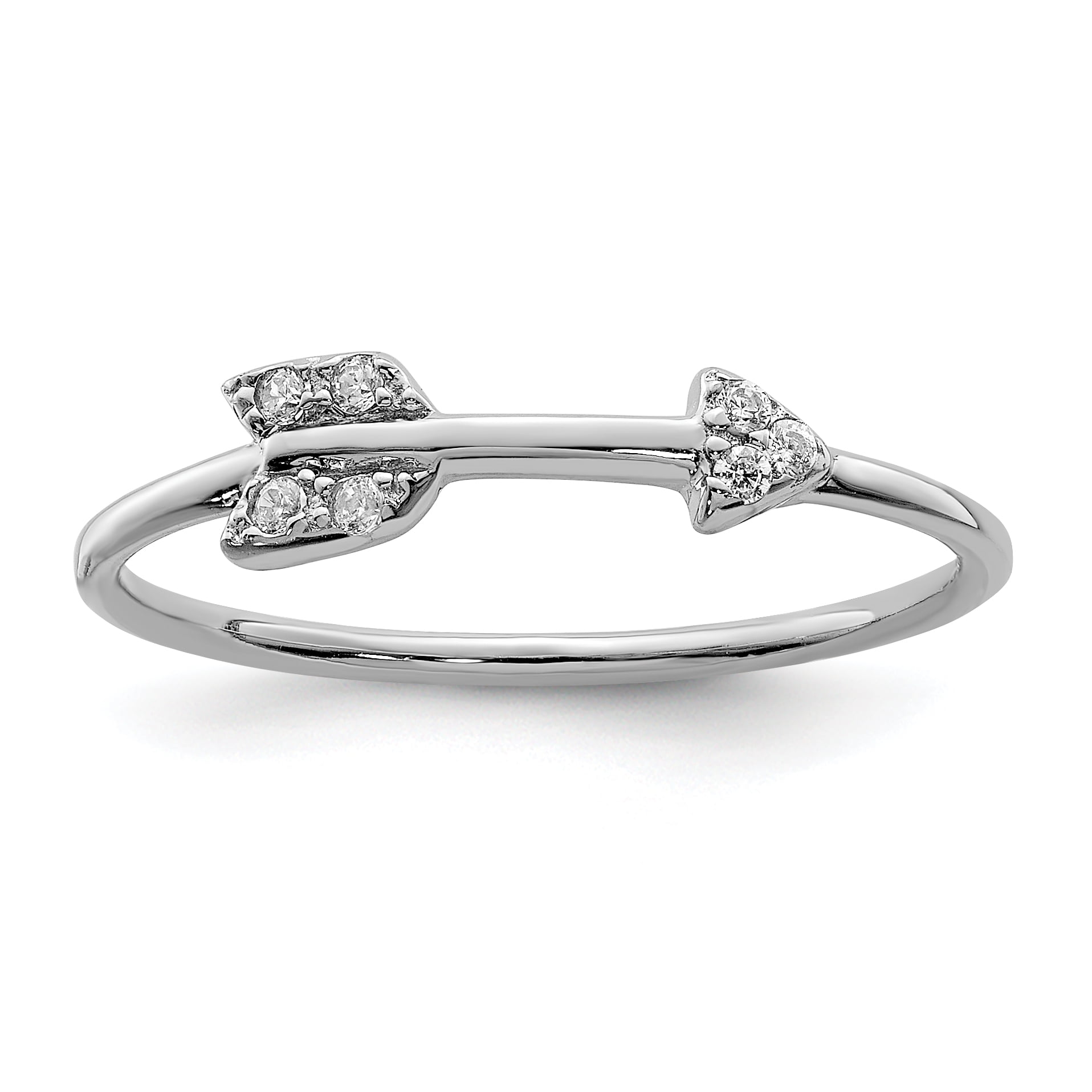 Sterling Silver Polished CZ Arrow Ring