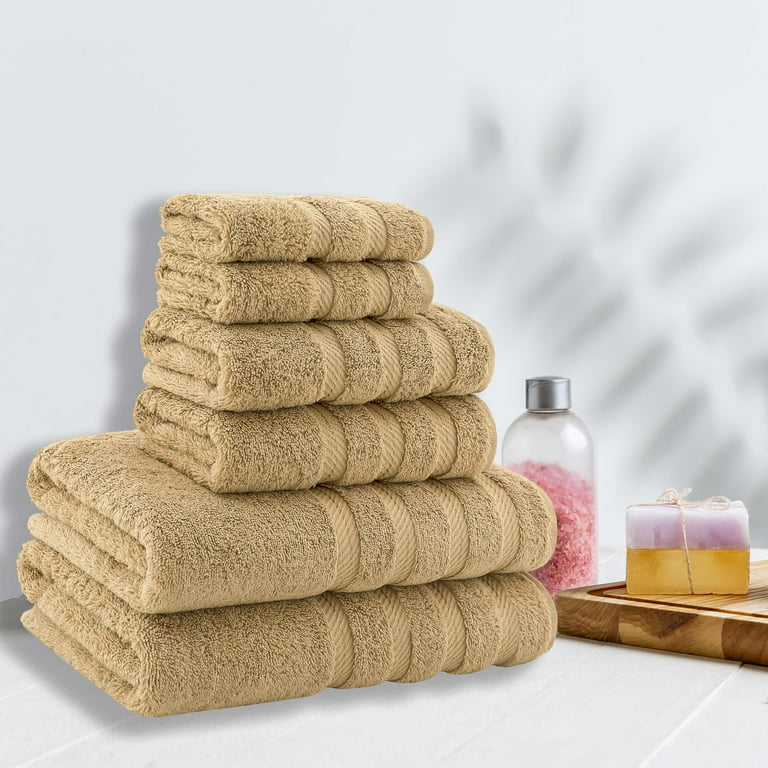 American Soft Linen 100% Turkish Cotton 6 Piece Towel Set - Sand Taupe