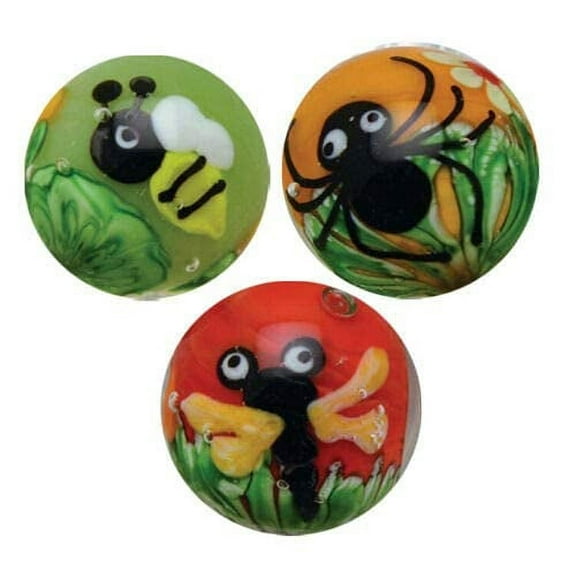 Big Game Toys~3 Spider-BEE-Dragonfly Bugs Insect Flower 16mm Handmade Art Glass Marbles Home Decor/Vase Filler/Aquarium