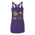 thumbnail image 2 of Wild Bobby Worship While You Wait Sunflower Pink and Yellow Inspirational/Christian Women Tri-Blend Racerback Tank Top, Purple Rush, Medium, 2 of 6