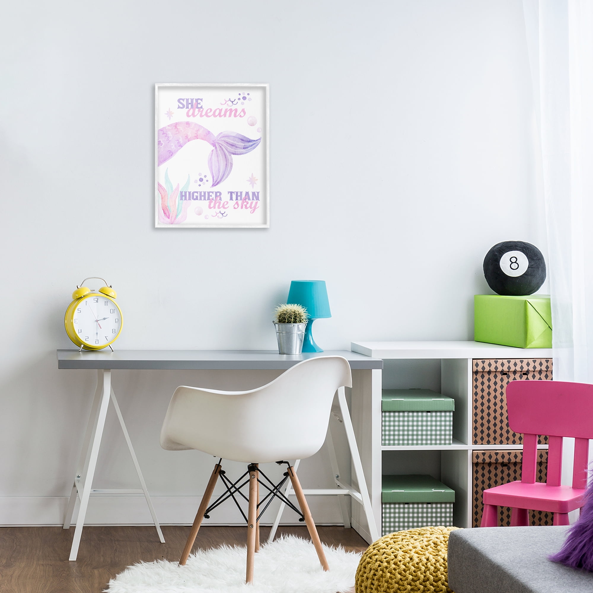 She Dreams Higher Than The Sky White Framed Giclee Art, design by Kim Allen