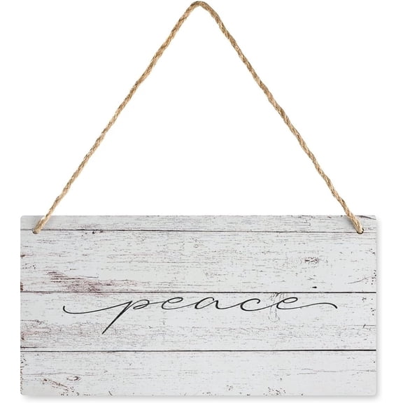 6x12 Inch Funny Farmhouse Style Wood Sign Peace Wall Art Inspirational Quotes Black And White Prints Handwritten Home Hanging Wall Decor Front Porch Bathroom Wooden Sign