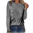 thumbnail image 1 of PENGXIANG Femmes Manches Longues T-Shirts Col Rond Imprimé Floral Tunique Tops Doux Casual Ample Coupe Chemisier, 1 of 3