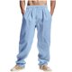 thumbnail image 2 of Pantalones largos para hombre, informales, holgados, de pierna ancha y con bolsillos con cordón, rectos, de poliéster., 2 of 8