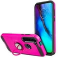 thumbnail image 3 of Value Pack + for Motorola Moto G Stylus XT2043 Metal Titanium Case Hybrid Phone Case Ring Magnet Mount Ready Grip Grids Kick stand Slim Shock Bumper Cover (Pink), 3 of 4