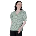 thumbnail image 5 of Women V-Neck Floral top Casual Button Shirt with Half Sleeves cotton printed, 5 of 5