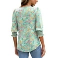 thumbnail image 6 of Fantaslook Blouses for Women Dressy Casual 3/4 Length Sleeve Womens Tops with Smocked Cuffs Fashion Shirts, 6 of 9