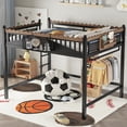 thumbnail image 4 of Queen Size Loft Bed Frame with Storage Shelves and bookshelf, Metal Loft Bed Frame with  Ladders and  Underbed Space  for Bedroom, Apartment, Mattress not included, Black, 4 of 9