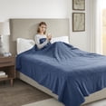 thumbnail image 4 of Serta Ribbed Micro Fleece Heated Blanket, Twin, Navy, 4 of 12