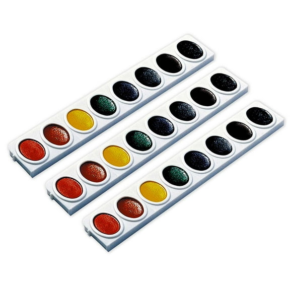 Prang Watercolors, Oval Pan Refill Tray, 8 Colors, 3 Refills Per Pack, 3 Packs