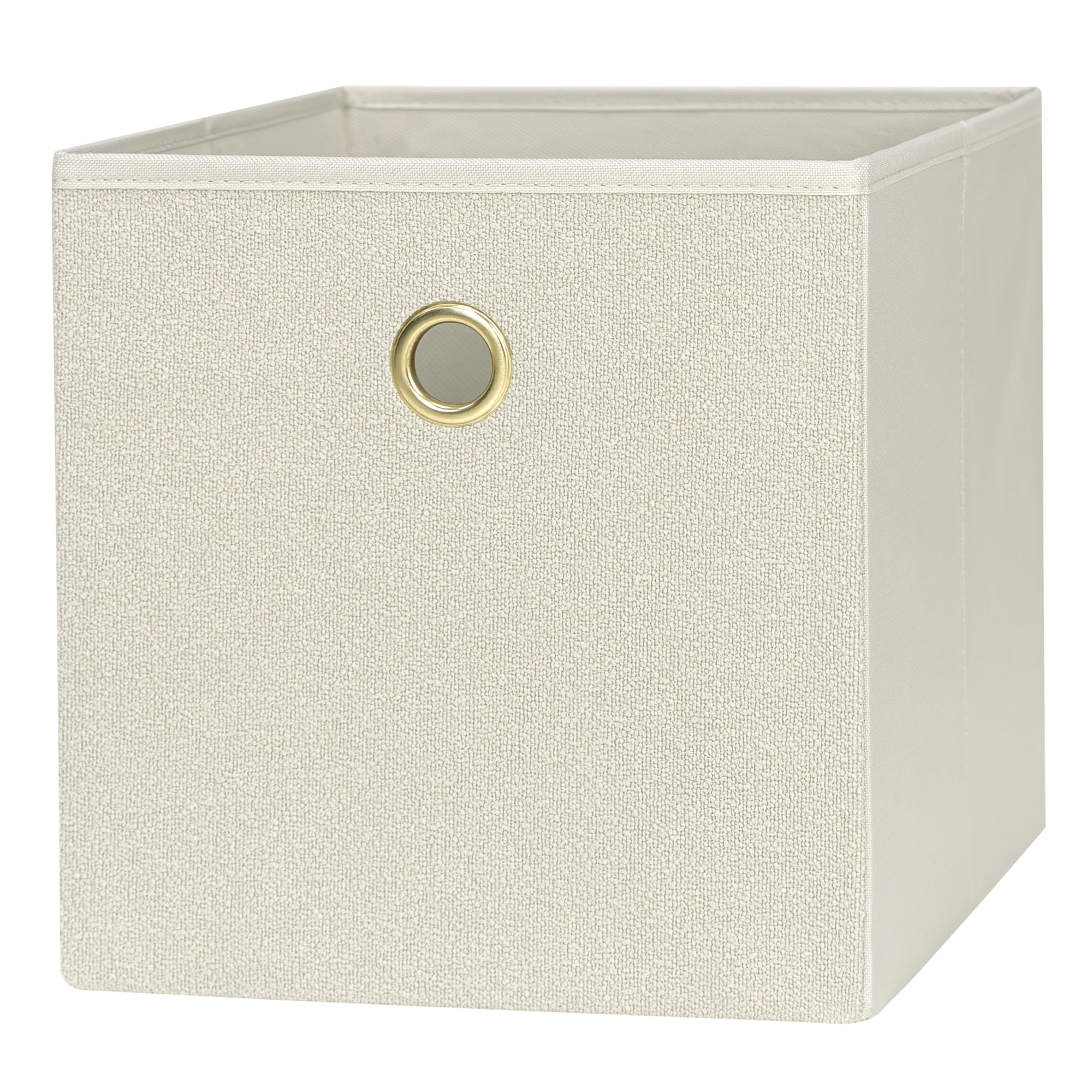 (2 pack) Mainstays Beige Boucle Collapsible Fabric Storage Bin with Metal Handle
