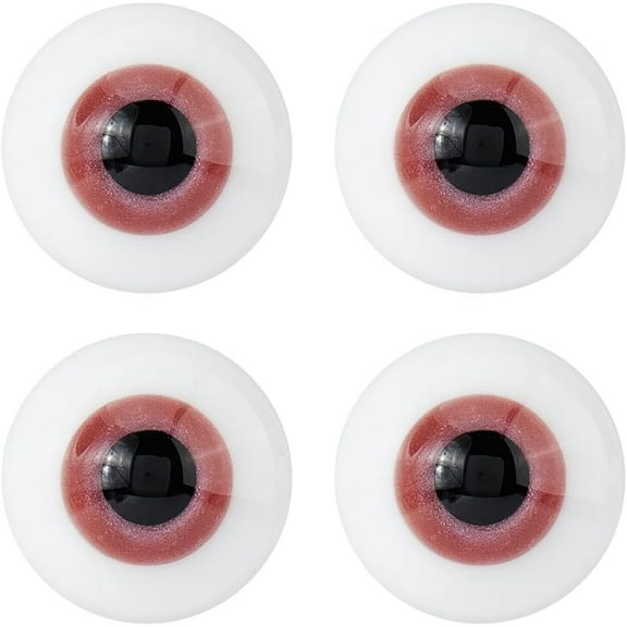 2 Pairs Glass Craft Eyeballs 16mm Eyes Red Realistic Round Eyeball 3D Pure Eyeballs for DIY Making