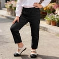 thumbnail image 4 of Vornjynx Girls Cotton Pants High Waist Lightweight Straight Fit Summer Casual Comfort Pants Black Size 8, 4 of 10