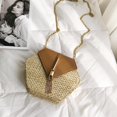 thumbnail image 3 of Bolsa Paja en forma de hexágono + de hombro de pu bohemios de playa de verano con asa superior para mujer Tmvgtek Para Estrenar, 3 of 9