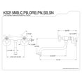 thumbnail image 5 of Kingston Brass KS215MB Kingston Two Handle Wall Mount Bathroom Faucet, Matte Black, 5 of 5