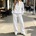 thumbnail image 5 of Teuyenhk Womens Two Piece Sweat Sets Cozy Fleece Lined Sweatsuits Quarter Zip High Neck Pullover with Sweatpants Fashion Athleisure Tracksuit, 5 of 7