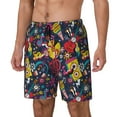 thumbnail image 1 of Kdxio Rock Music Print Mens Swim Shorts with Mesh Lining, Breathable and Quick-Drying, Adjustable Waist, Privacy Pocket-Small, 1 of 6