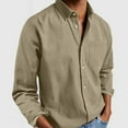 thumbnail image 2 of Men'S Shirts Casual Button Down Long Sleeve Shirt Solid Spread Collar Summer Beach Shirts Slim Fit Work Wear With Pockets,Z05-Khaki,XXL, 2 of 5