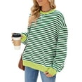 thumbnail image 4 of BadPiggies Womens Striped Long Sleeve Shirts Crewneck Tunic Tops Color Block Blouses Fall Winter Pullover, 4 of 6