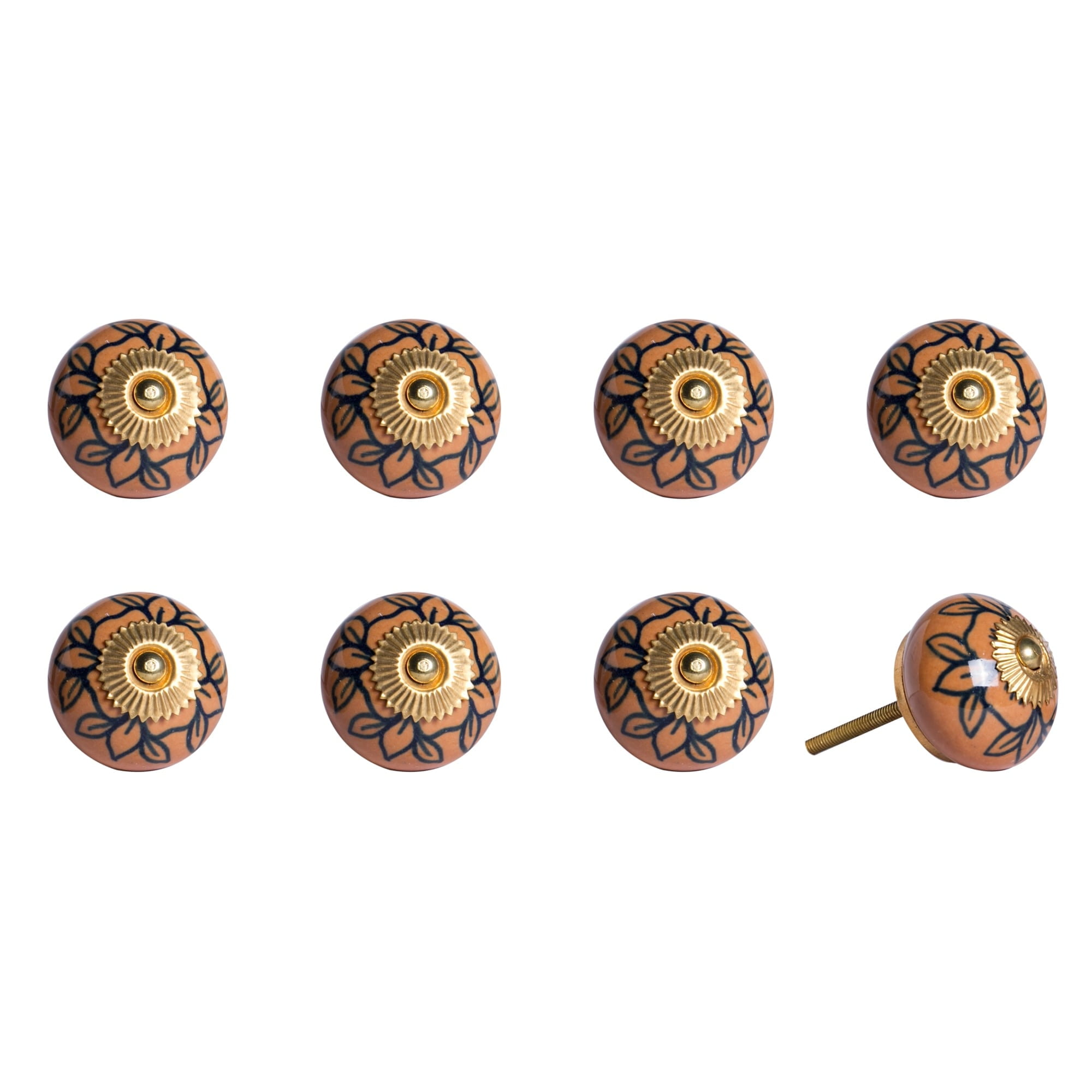 Knob-It Vintage Handpainted Ceramic Knob (8-Pack) BLACK/