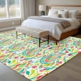 thumbnail image 4 of Rectangle Area Rugs 8 x 10 Ft, Boho Teal Green Flower Non-Slip Residential Carpet, Spring Watercolor Paisley Floral Leaf Indoor Crawling Mats Runner Rugs for Living Room/Dining Room/Bedroom, 4 of 8