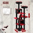 thumbnail image 6 of Pefilos 70" Large Cat Tree for Indoor Cats, Multi-Level Cat Tower Cat Scratching Post with 2 Perches, 2 Condos, Hammock and 2 Pompoms, Black, 6 of 8