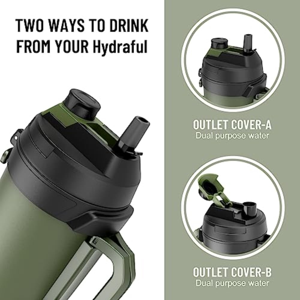 1 gallon water jug 128 oz Large Insulated Stainless Steel Sports Water Jug Large Triple Wall Vacuum Insulation Water Bottle-Keeps Cold up to 48 Hrs-Sweat Proof for Gym Hiking Camping