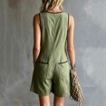 thumbnail image 5 of Women's Summer Casual Romper V Neck Sleeveless Short Jumpsuits Button Down Overalls with Pockets Lightweight Lounge Playwear Beach Vacation Essential, 5 of 5