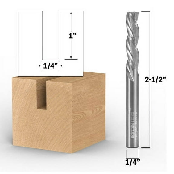 1/4" Diameter 3 Flute Downcut Spiral End Mill CNC Router Bit - 1/4" Shank - Yonico 32321-SC