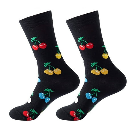 

Yinguo Women Autumn And Winter Fruits Printed Medium Stockings Socks