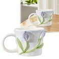 thumbnail image 2 of HAOMONZEN Embossed Ceramic Cups Handmade Large Coffee Cups Ceramic Coffee Cups Embossed Coffee Cups for Hot Or Cold Coffee Cereal Lattes Warehouse Sale, 2 of 9