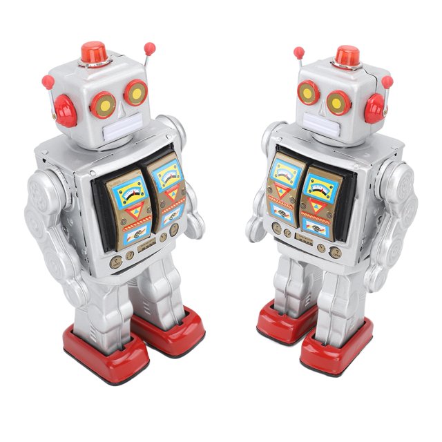 Metal Tin Electric Robot, Educational Motorized Robotics Retro Metal Tin Robot Rotating Robot Electric Walking And Rotating Figures Model for Adult Collection Kids Gift