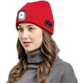 thumbnail image 2 of Morttic Unisex Bluetooth Beanie Hat with Light, Upgraded Musical Knitted Cap with Headphone and Built-in Stereo Speakers & Mic, Headlamp Hat for Outdoor Sports Running Hiking (Red), 2 of 8