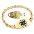 thumbnail image 1 of MedicEngraved Yellow Gold Stainless Steel Custom Medical Alert Bracelet - 5mm Oval Link, 1 of 7