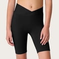 thumbnail image 2 of Girls Athletic Shorts Slim Tummy Control V Cross Waist Short Leggings Bike Dance Gymnastics Shorts Black, 2 of 9