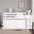 thumbnail image 2 of Tcbosik Loft Bed with Rolling Desk, Open Shelves and 4 Storage Drawers, Full Size Wood Bed Frame with Ladder and Guardrail, No Box Spring Needed, White, 2 of 9