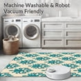 thumbnail image 5 of ODIKA 8'x10' Machine Washable Non-Slip Area Rug, Elegant Damask Swirl Design Featuring Luxurious Botanical Accents High Traffic Rug with Pad, Teal, 567706, 5 of 8