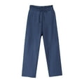 thumbnail image 2 of ZZwxWA 2025 Trendy Pants Women Cotton Linen Summer Wide Leg Palazzo Pants for Women Casual Loose High Waist Drawstring Trousers up to 45% Off, 2 of 3
