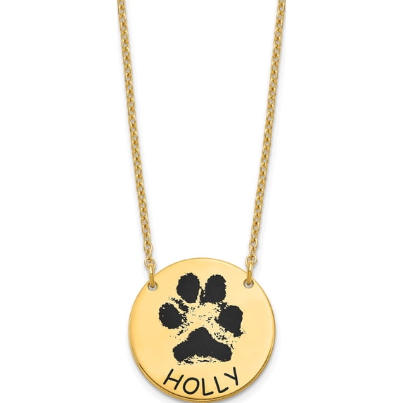 Ss/Gold Plated Sterling Silver/Gold-Plated Small Enameled Paw Print Necklace (19 X 19) Made In United States xna1079gp