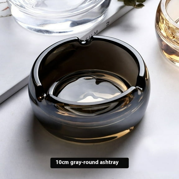 European style crystal ashtray glass household ashtray trendy living room male office ashtray round Company gift