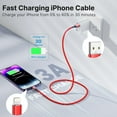 thumbnail image 2 of XUDUO 3 Pack 6FT Cables Compatible with iPhone 14/13/12/11/10, Nylon Braided Charging 3A Fast Charger Cord, Red, 2 of 7