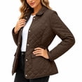 thumbnail image 6 of HCBY Women's Quilted Jacket Snap Button Front Lapel Collar Long Sleeve Lightweight Padded Coat with Pockets, Diamond Quilted Casual Outerwear for Fall Winter Work Everyday, 6 of 7