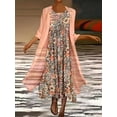 thumbnail image 3 of Plus Size Outfits Set, Women's Plus Floral Print Round Neck Tank Dress & Long Sleeve Coat Outfits Two Piece Set, 3 of 5